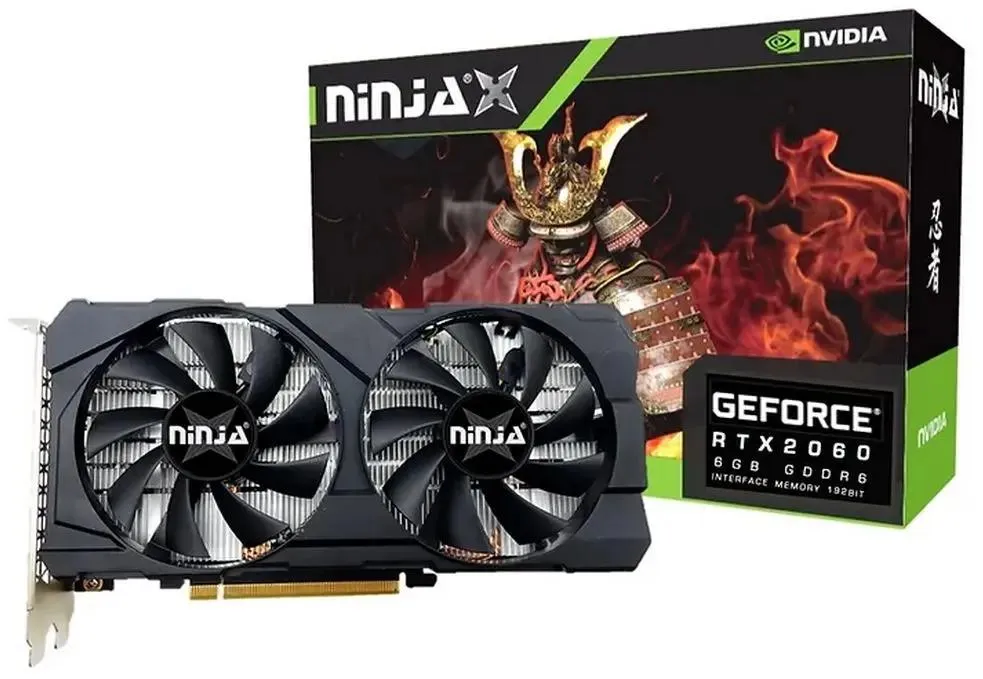 

Видеокарта Ninja NVIDIA GeForce RTX 2060 NF206FG66F, 6Gb GDDR6, 192 бит, PCI-E, DVI, HDMI, DP, Retail (NF206FG66F), NF206FG66F