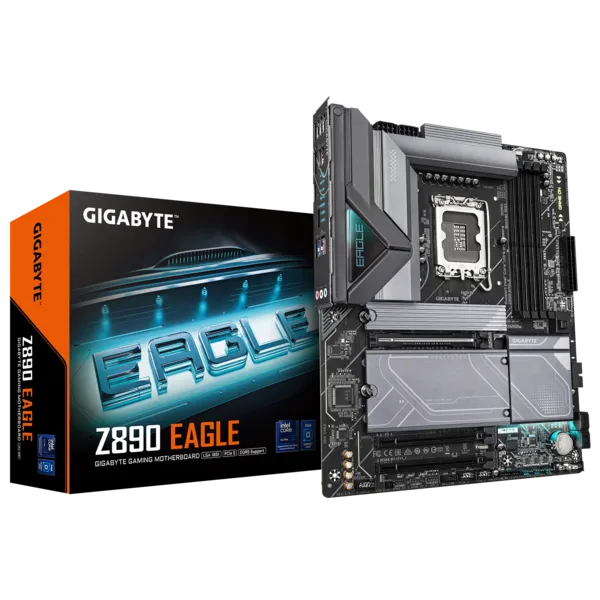 

Материнская плата GIGABYTE Z890 EAGLE, LGA1851, Intel Z890, 4xDDR5 DIMM, 3PCI-Ex16, 4SATA3, 7.1-ch, 2.5GLAN, 7 USB 3.2, 2 USB Type-C, DP, Type-C DP, ATX, Retail, Z890 EAGLE