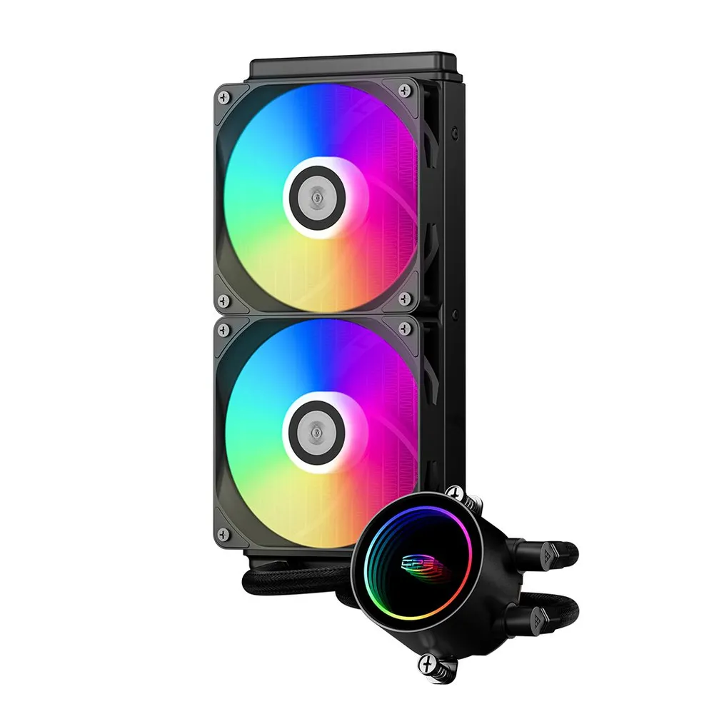 

Жидкостное охлаждение PCCooler DA240 для Socket 115x/2066/2011/2011-3/1200/1700/1851/AM5/AM4, 270 Вт, 2x120 мм, ARGB, черный (DA240-BKAWXX-GL), DA240