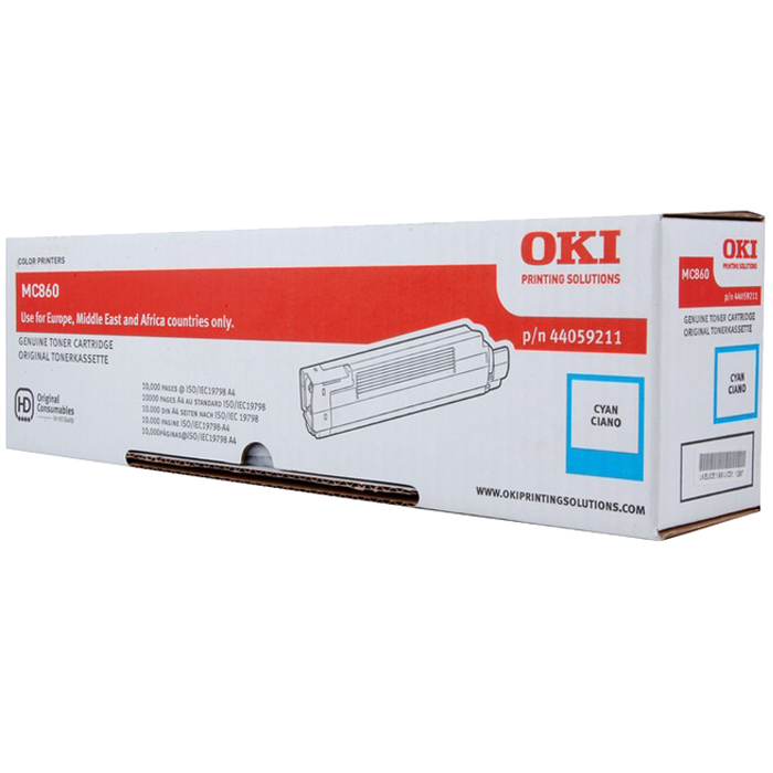 

Картридж лазерный OKI 44059211/44059227/44059211, голубой, 10000 страниц, оригинальный, для OKI Oki MC860, 44059211/44059227