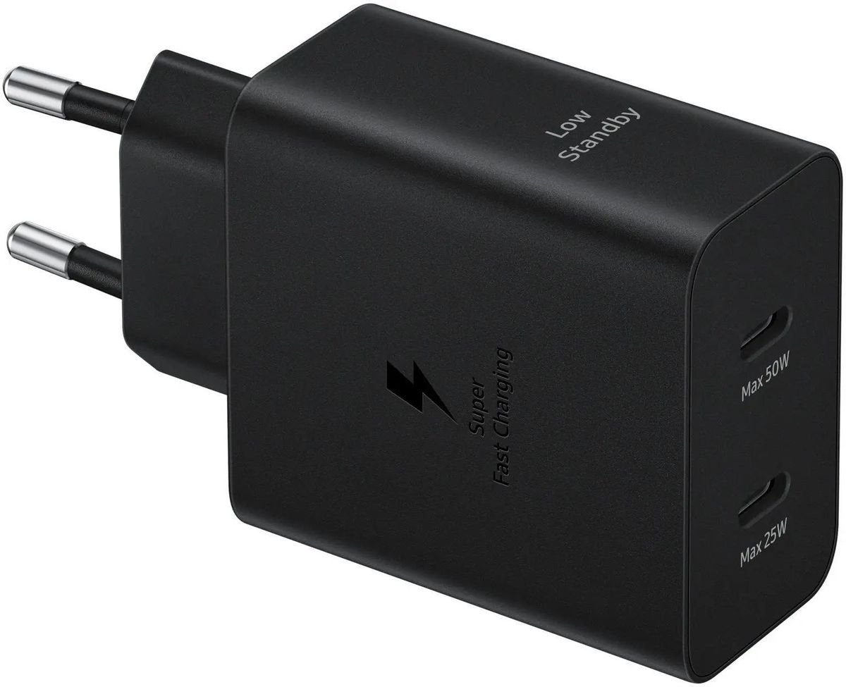 

Сетевое зарядное устройство Samsung EP-T5020 50 Вт, EU, 2xUSB type-C, Quick Charge, PD, черный (EP-T5020XBEGEU), EP-T5020