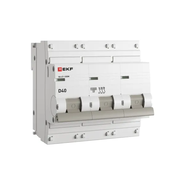 

Выключатель автоматический EKF ВА 47-100M PROxima трехполюсный (3P/3П) 40А D 10кА (mcb47100m-3-40D-pro), ВА 47-100M