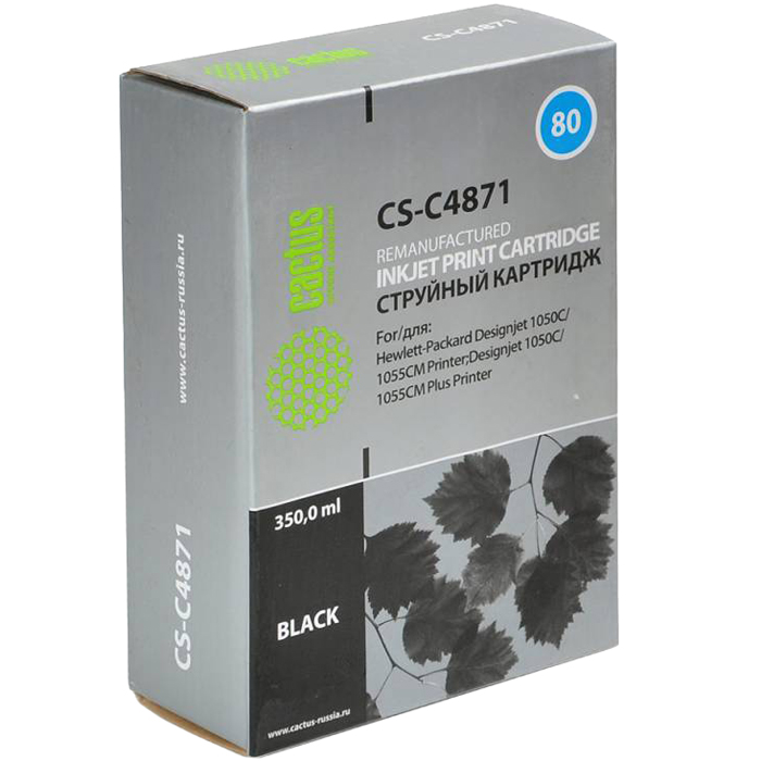 

Картридж струйный Cactus CS-C4871 (80), черный, совместимый, 350 мл, для HP 1050c / 1050c Plus / 1055cm / 1055cm Plus