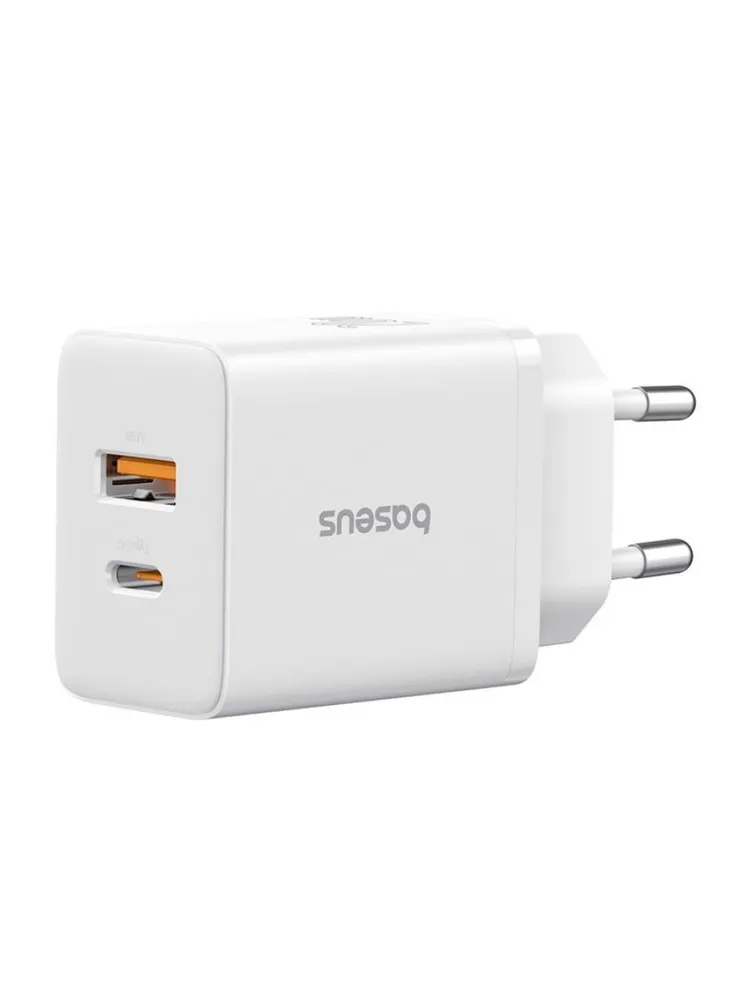 

Сетевое зарядное устройство BASEUS Cube 30 Вт, USB, EU, USB type-C, Quick Charge, PD, белый (BAS-P1011140421300)