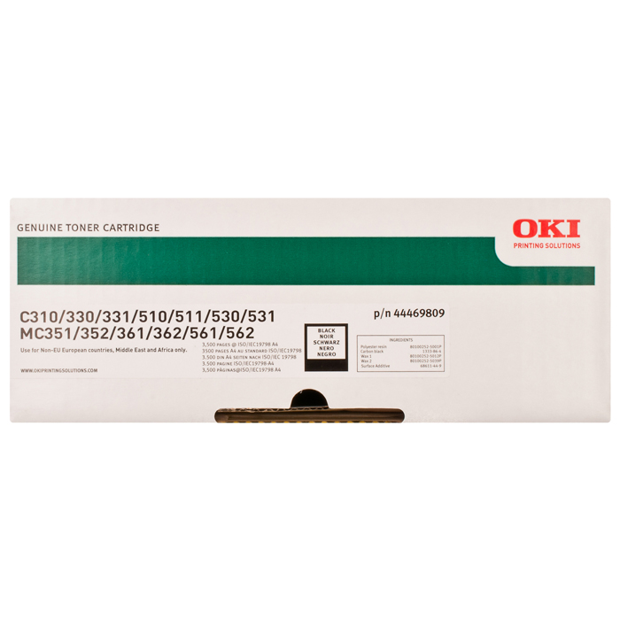 

Картридж лазерный OKI 44469809/44469803/44469809, черный, 3500 страниц, оригинальный, для OKI Oki C310 / С330 / 331 / 510 / 511 / 530 / 531 / MC351 / MC352 / MC361 / MC362 / MC561 / MC562, 44469809/44469803