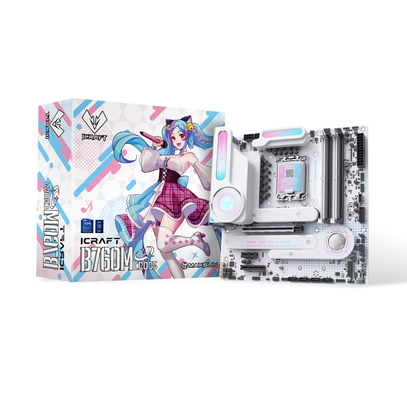 

Материнская плата MaxSun iCraft B760M CROSS, Socket1700, Intel B760, 4xDDR5 DIMM, PCI-Ex16, 4SATA3, 7.1-ch, 2.5GLAN, 6 USB 3.2, 2 USB Type-C, HDMI, DP, mATX, Retail, iCraft B760M CROSS