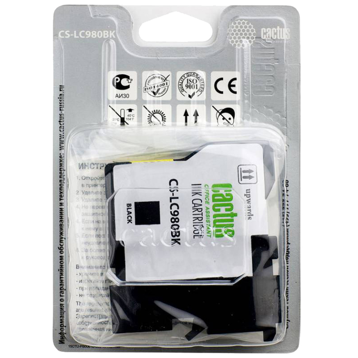 

Картридж струйный Cactus CS-LC980BK (LC-980BK), черный, совместимый, 300 страниц, 16мл, для Brother DCP-145C, DCP-163C, DCP-165C, DCP-167C, DCP-195C, DCP-197C, DCP-365CN, DCP-375CW, DCP-377CW, MFC-250C, MFC-255CW, MFC-257CW, MFC-290C, MFC-295CN, MFC-297C
