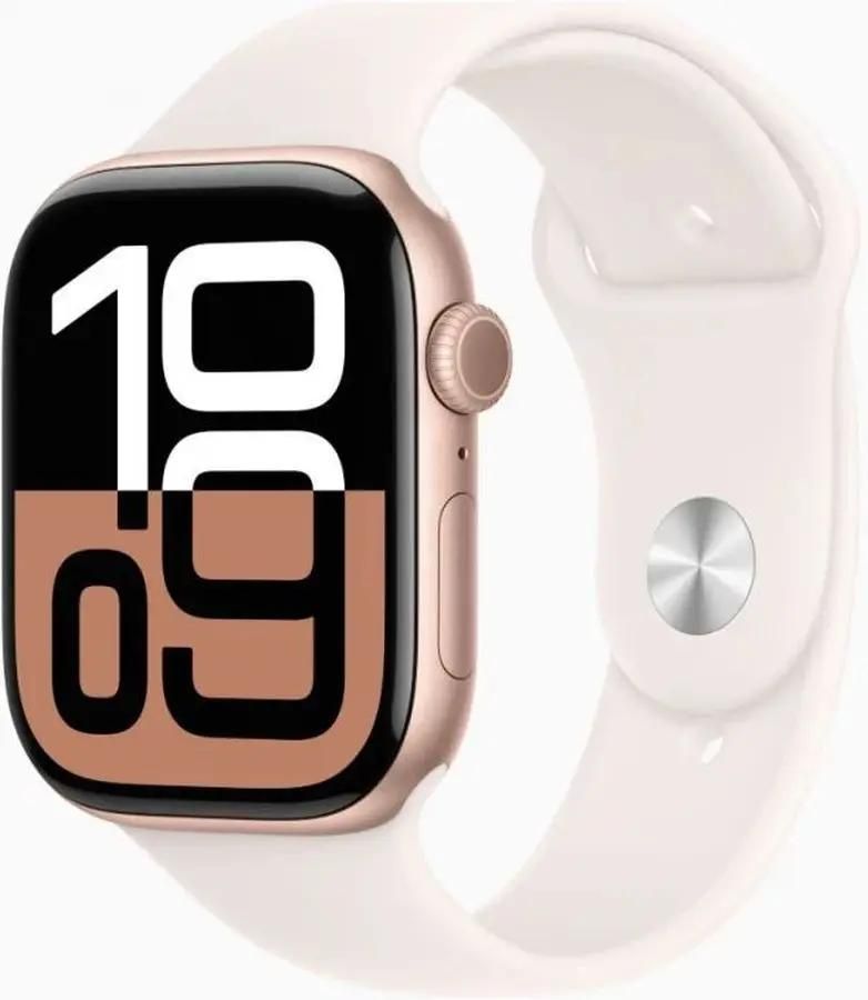 

Смарт-часы Apple Watch Series 10 A2999, 46мм, 1.96" OLED, белый/розовый (MWWU3ZP/A), Watch Series 10 A2999, 46мм