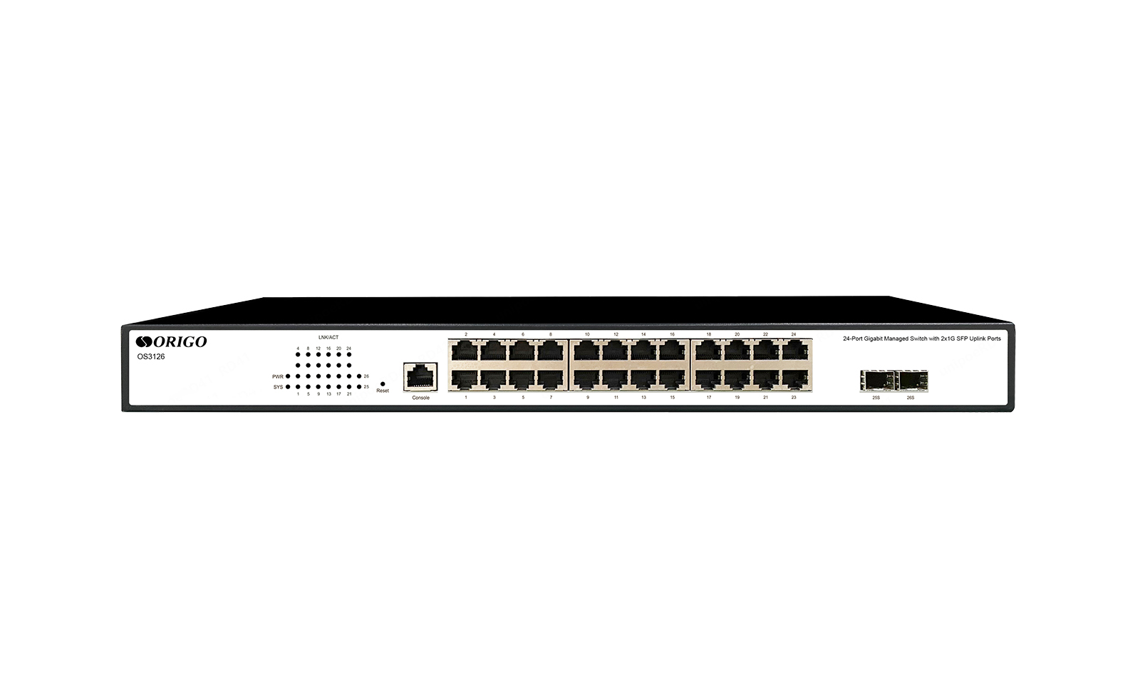 

Коммутатор ORIGO OS3126, управляемый, кол-во портов: 24x1000, кол-во SFP/uplink: SFP 2x1 Гбит/с, установка в стойку (OS3126/A1A), OS3126