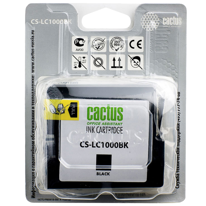 

Картридж струйный Cactus CS-LC1000BK (LC1000BK), черный, совместимый, 500 страниц, 22.6мл, для Brother DCP-130C, DCP-330C, DCP-350C, DCP-357C, DCP-540CN, DCP-560CN, DCP-750CW, DCP-770CW, MFC-240C, MFC-440CN, MFC-465CN, MFC-660CN, MFC-680CN, MFC-845CW, MFC