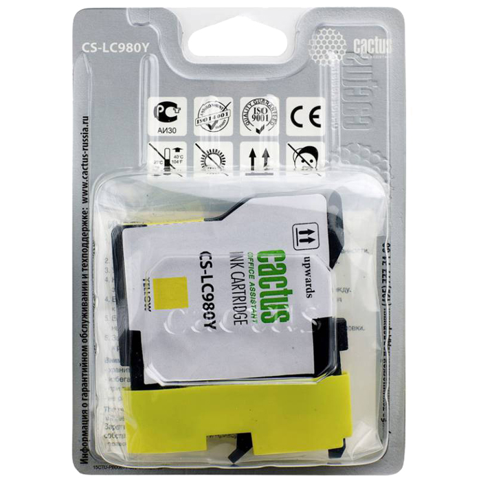 

Картридж струйный Cactus CS-LC980Y (LC-980Y), желтый, совместимый, 260 страниц, 16 мл, для Brother DCP-145C, DCP-163C, DCP-165C, DCP-167C, DCP-195C, DCP-197C, DCP-365CN, DCP-375CW, DCP-377CW, MFC-250C, MFC-255CW, MFC-257CW, MFC-290C, MFC-295CN, MFC-297C