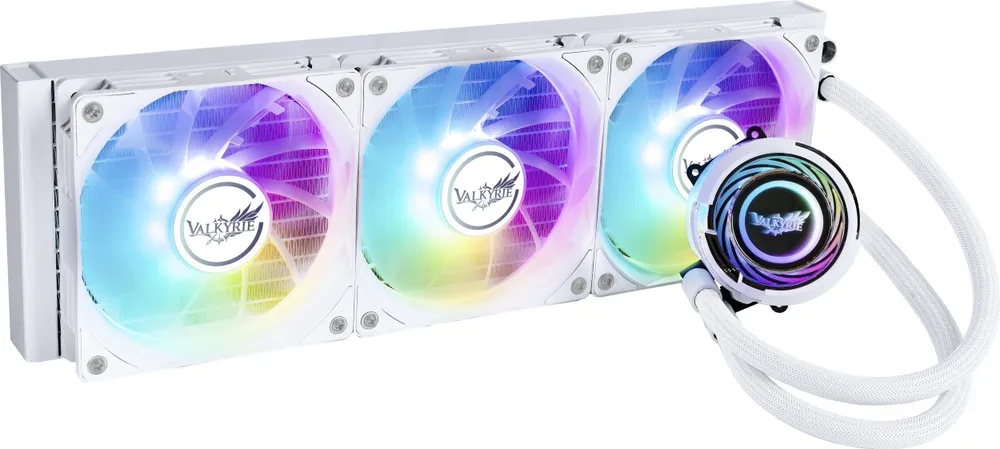 

Жидкостное охлаждение Valkyrie Jarn 360 для Socket 115x/2066/2011/2011-3/1200/1700/1851/AM5/AM4, 300 Вт, 3x120 мм, ARGB, белый (VK_JARN-360-ARGB-WH), Jarn 360