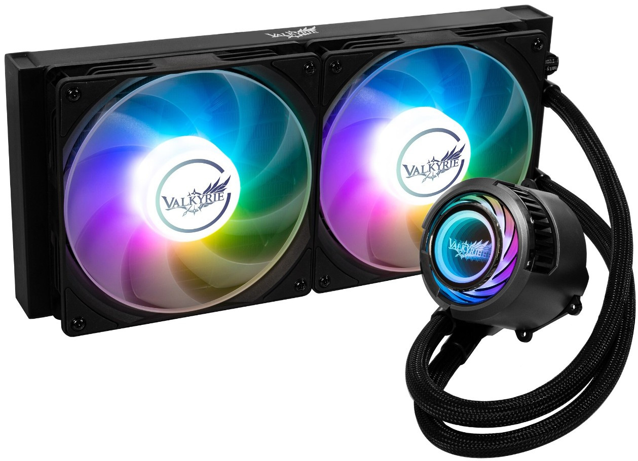 

Жидкостное охлаждение Valkyrie Jarn 280 для Socket 115x/2066/2011/2011-3/1200/1700/1851/AM5/AM4, 300 Вт, 2x140 мм, ARGB, черный (VK_JARN-280-ARGB-BK), Jarn 280