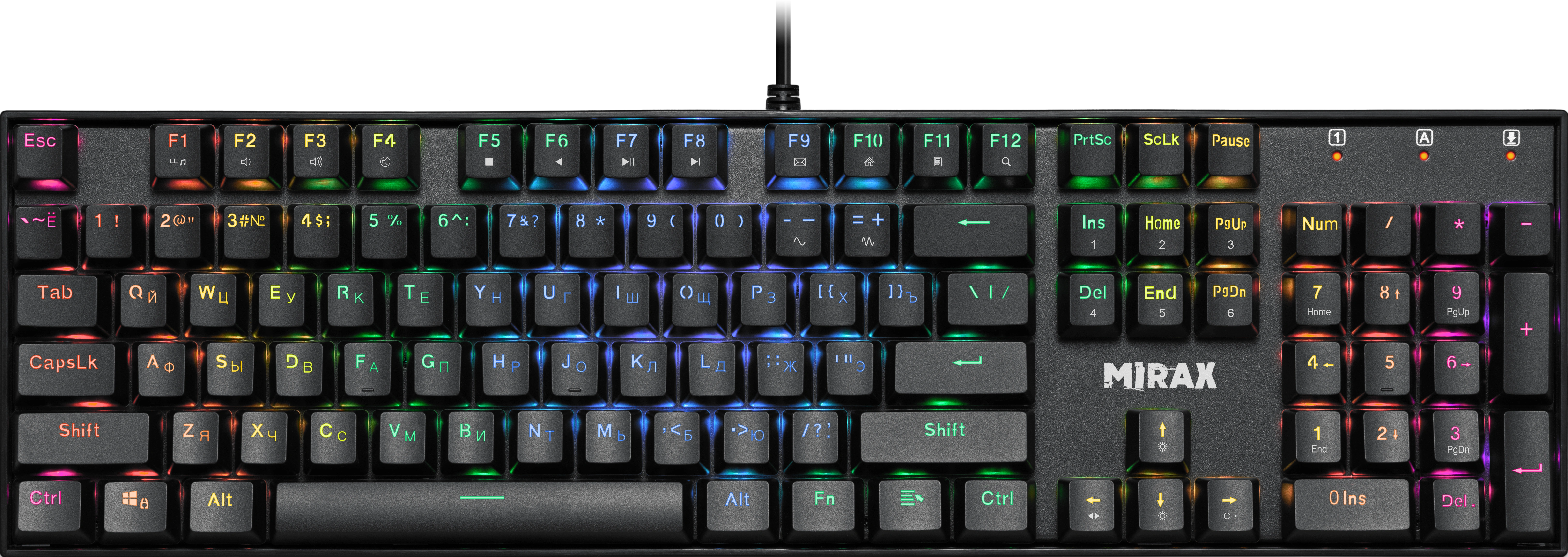 

Клавиатура проводная Defender Mirax GK-352 , механическая, Outemu Blue, подсветка, USB, черный (45352), Mirax GK-352