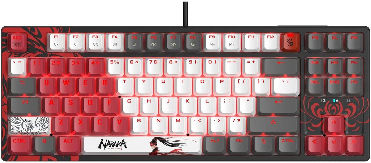 

Клавиатура проводная A4Tech Bloody S87 , механическая, BLMS Red Plus, подсветка, USB, черный/красный (S87 NARAKA), Bloody S87