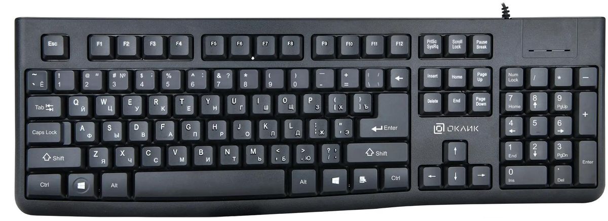 

Клавиатура проводная Oklick K135 , мембранная, USB, черный (1914788), K135