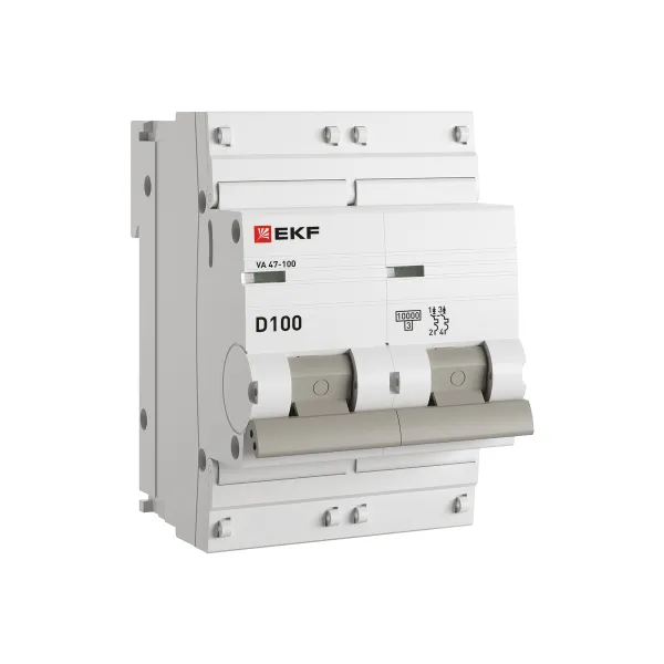

Выключатель автоматический EKF ВА 47-100 PROxima двухполюсный (2P/2П) 100А D 10кА (mcb47100-2-100D-pro), ВА 47-100