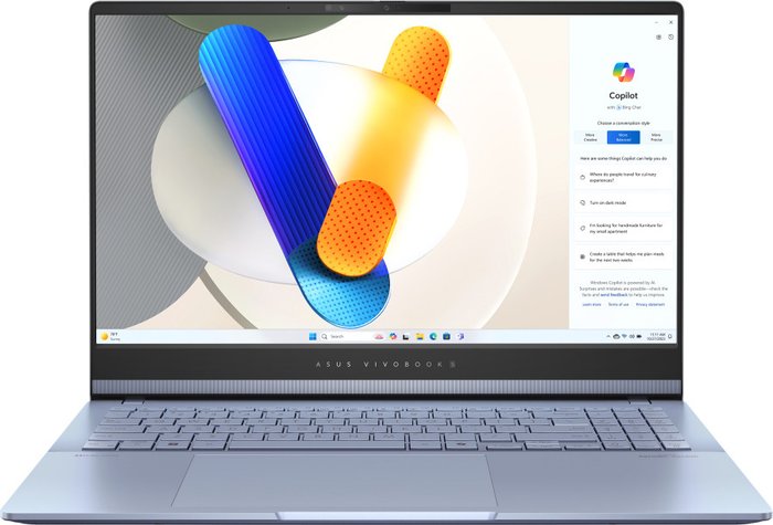 

Ноутбук ASUS VivoBook S 15 S5506MA-MA014W 15.6" OLED 2880x1620, Intel Core Ultra 5 125H 1.2 ГГц, 16Gb RAM, 512Gb SSD, W11, голубой (90NB14E2-M00350), S5506MA-MA014W