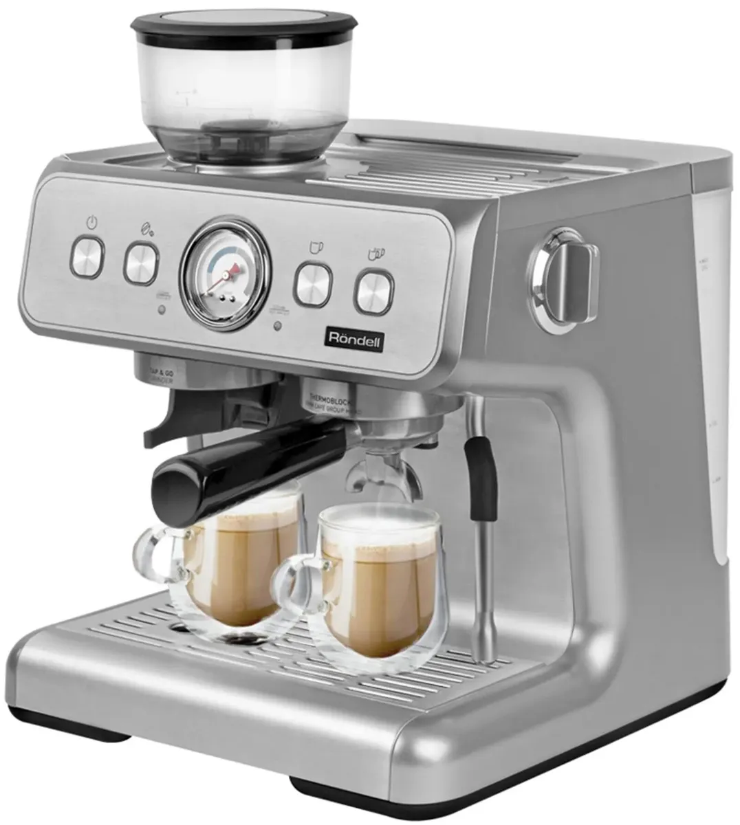 

Кофемашина автоматическая Rondell 1105-RE-01, зерновой, 2.8 л, ручной капучинатор, серебристый, 1.55 кВт (1105-RE-01), 1105-RE-01