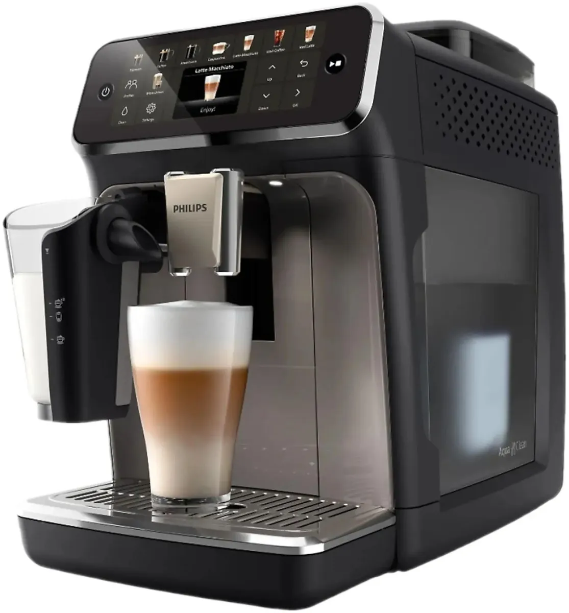 

Кофемашина автоматическая Philips EP5549/70, молотый/зерновой, 1.8 л, автоматический капучинатор, керамические жернова, дисплей, управление со смартфона, черный, 1.5 кВт (EP5549/70), EP5549/70