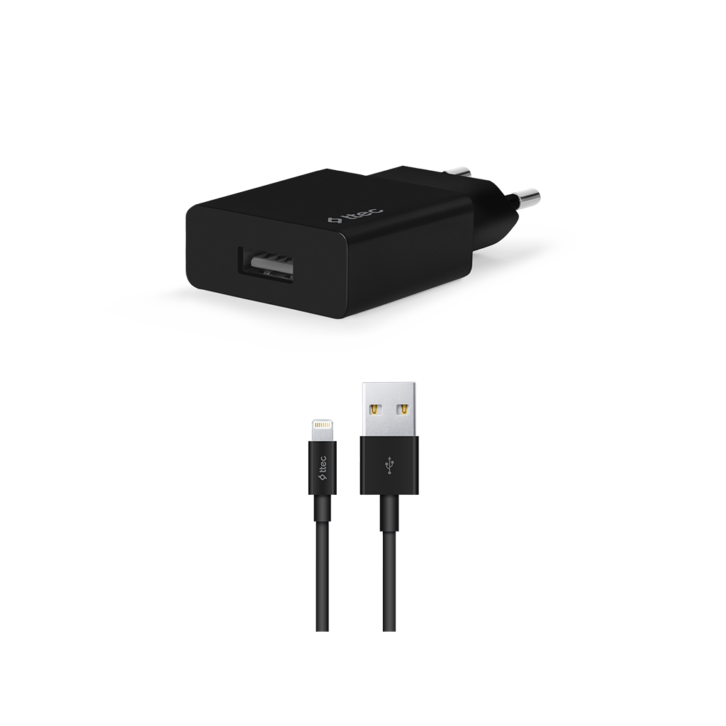 

Сетевое зарядное устройство TTEC SmartCharger 10.5 Вт, USB, EU, черный (2SCS20LS), кабель Lightning 8pin