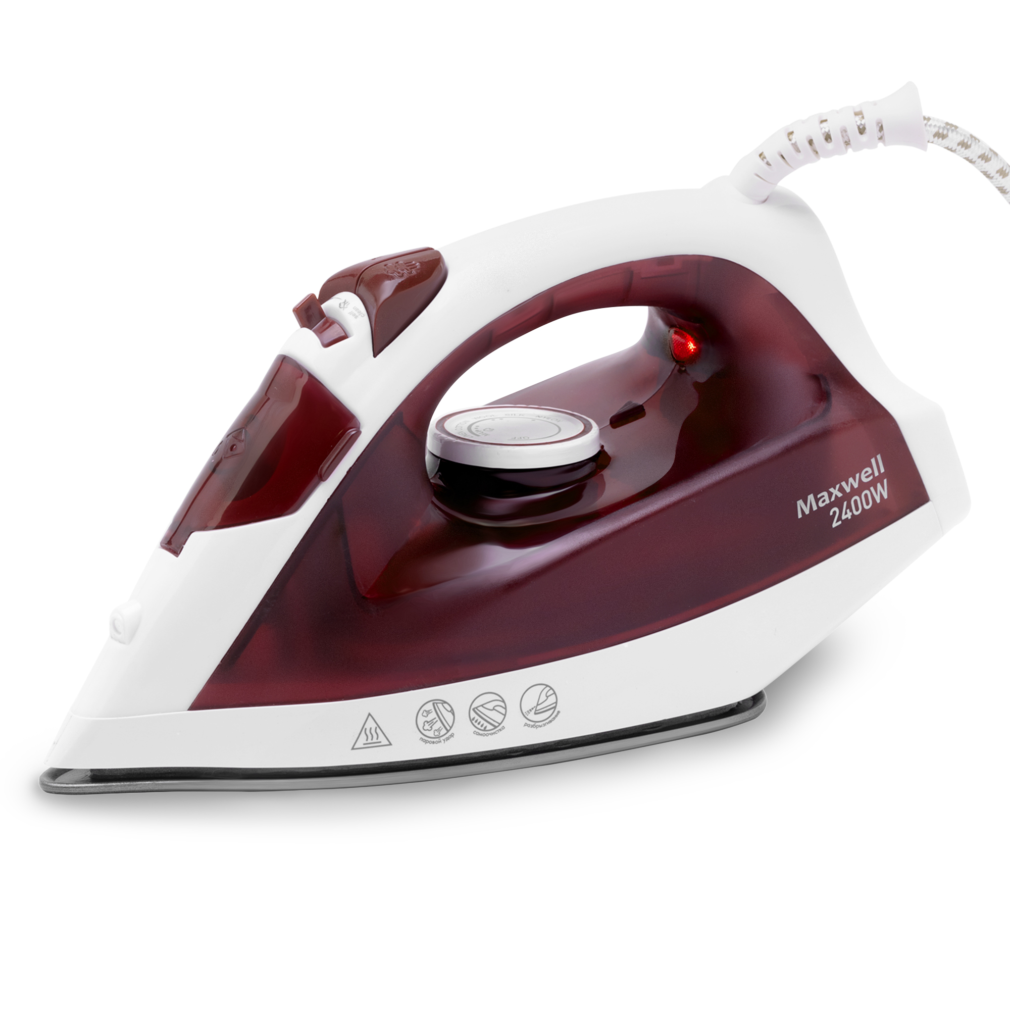 Утюг Maxwell MW-3011 2.4 кВт, белый/бордовый