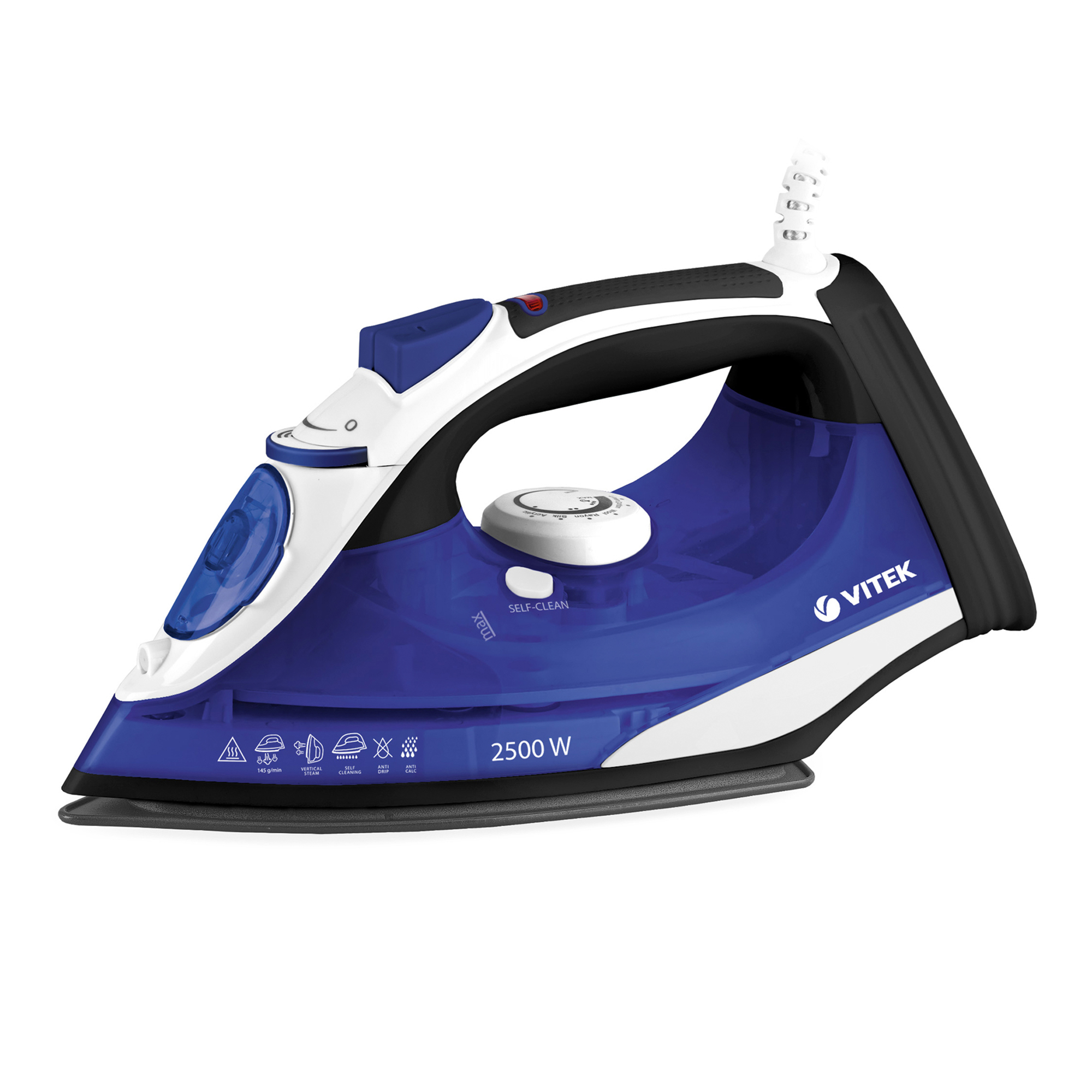 Утюг Vitek VT-8337 2.5 кВт, синий/белый/серый