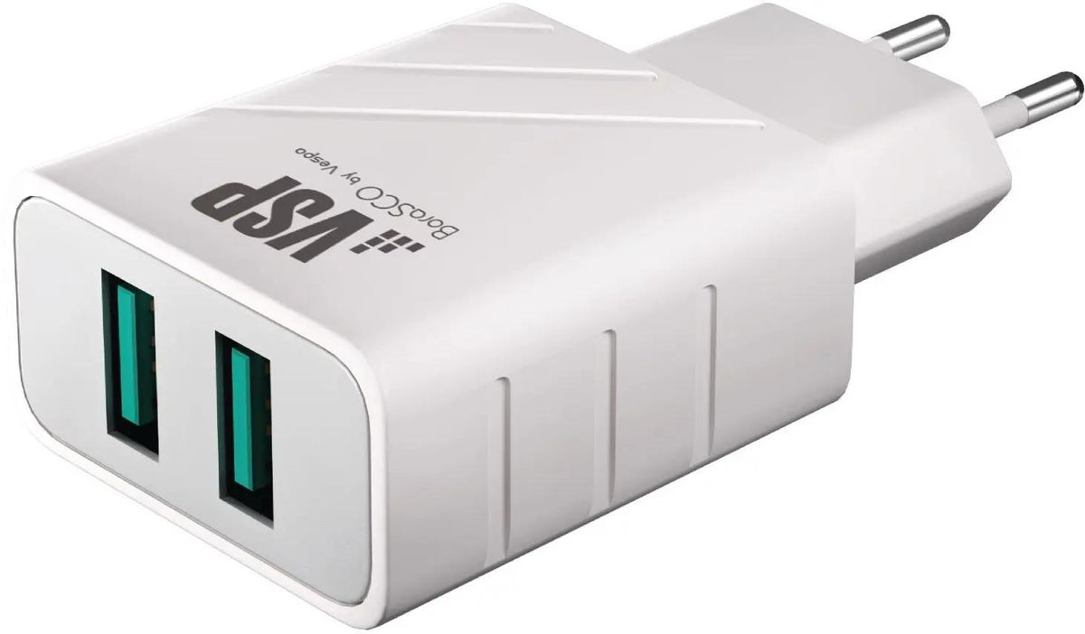 

Сетевое зарядное устройство BORASCO, 2xUSB, EU, белый (37261)