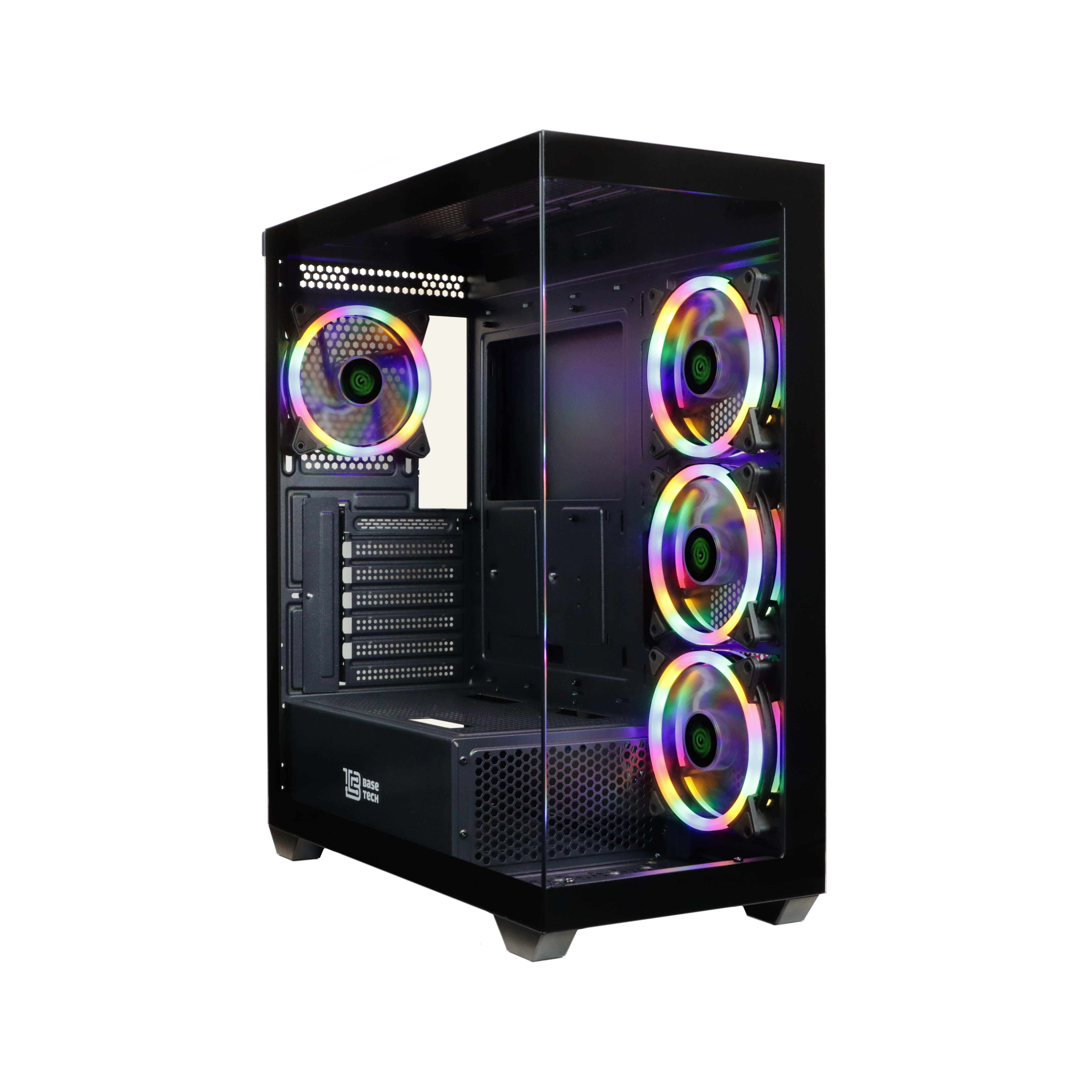 Корпус BaseTech eXtreme GFX-05, ATX, Midi-Tower, USB 3.0, RGB подсветка, черный, без БП (BT-GFX-05-TG-4F-RGB)