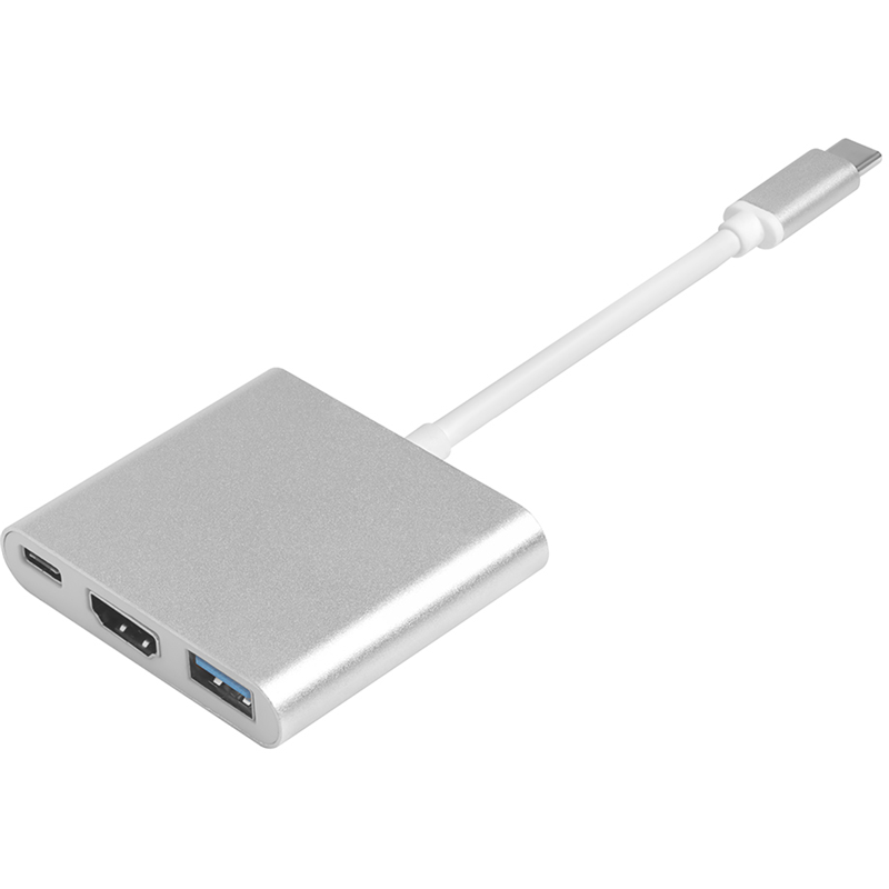 Кабель-переходник (адаптер) USB 2.0 Type-C(M)-USB Type C-(m)+USB 3.0 (Af)+HDMI(19F), GCR GCR-AP24