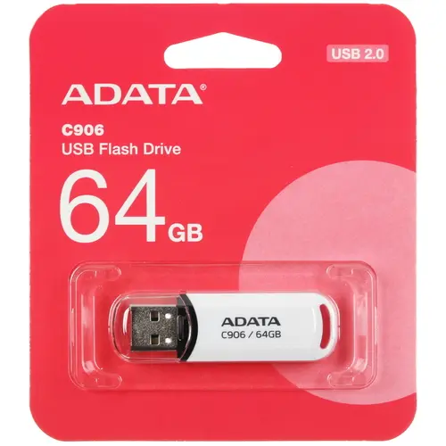 

Флешка 64Gb USB 2.0 ADATA Classic C906, белый (AC906-64G-RWH)