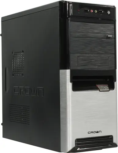 Корпус CROWN CMC-SM164, Midi-Tower, без БП, черный/серебристый