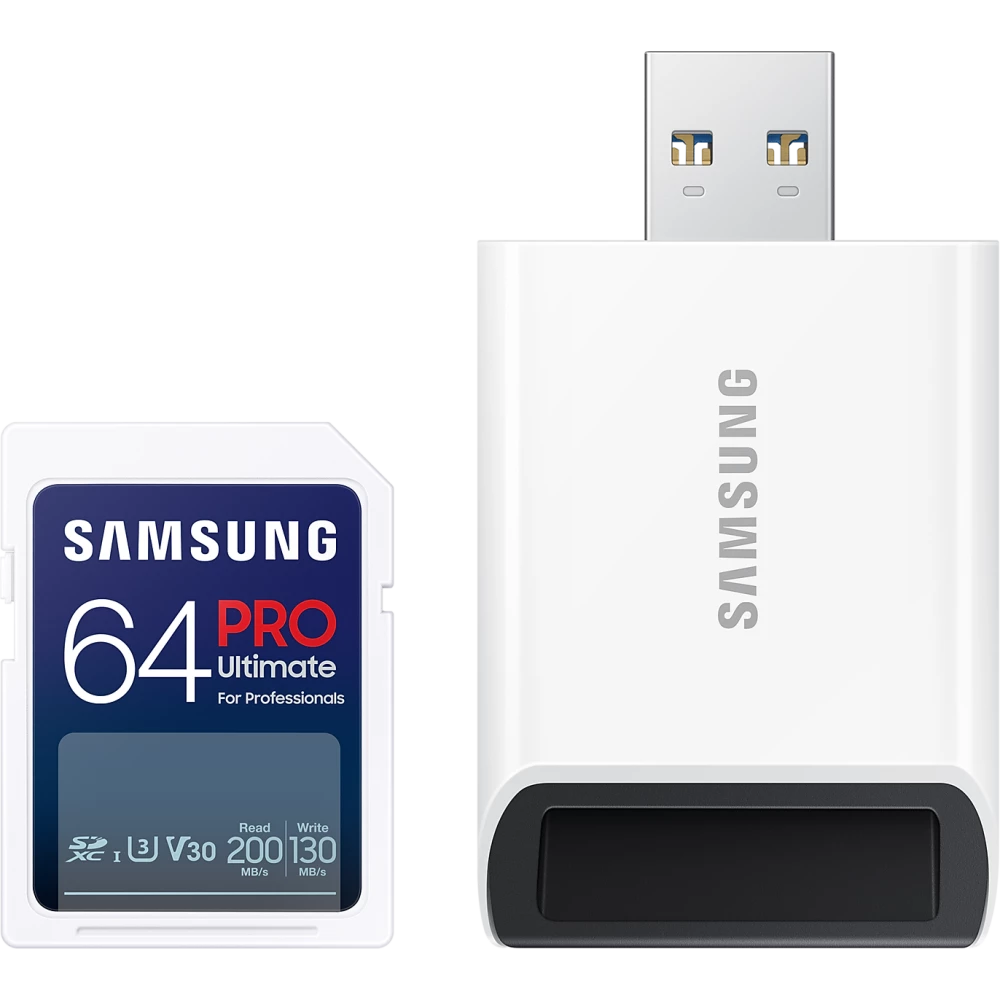 

Карта памяти 64Gb SDXC Samsung PRO Ultimate Class 10 UHS-I U3 V30 + USB reader (MB-SY64SB/WW)