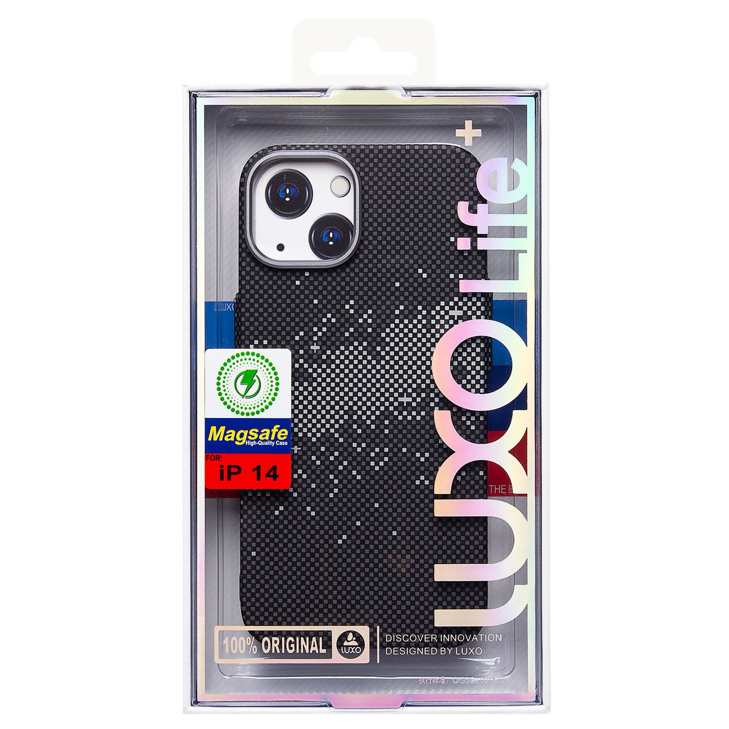 

Чехол-накладка Luxo Creative PC для смартфона Apple iPhone 14, TPU, черный/серый 136 (235873)