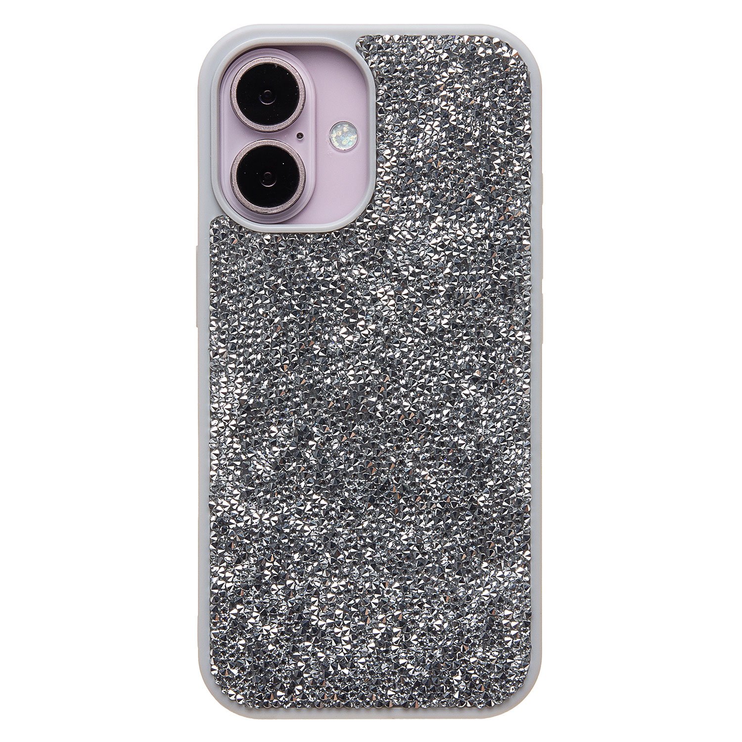 

Чехол-накладка Activ PC071 POSH SHINE для смартфона Apple iPhone 16, силикон, серебристый россыпь кристаллов (236542)