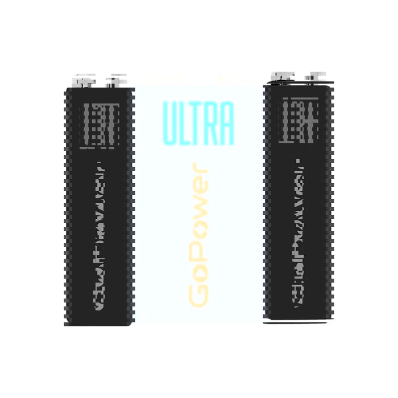 Батарейка GoPower Ultra, крона (6LR61/6LF22/1604A/1604S/6F22), 9V, 1 шт