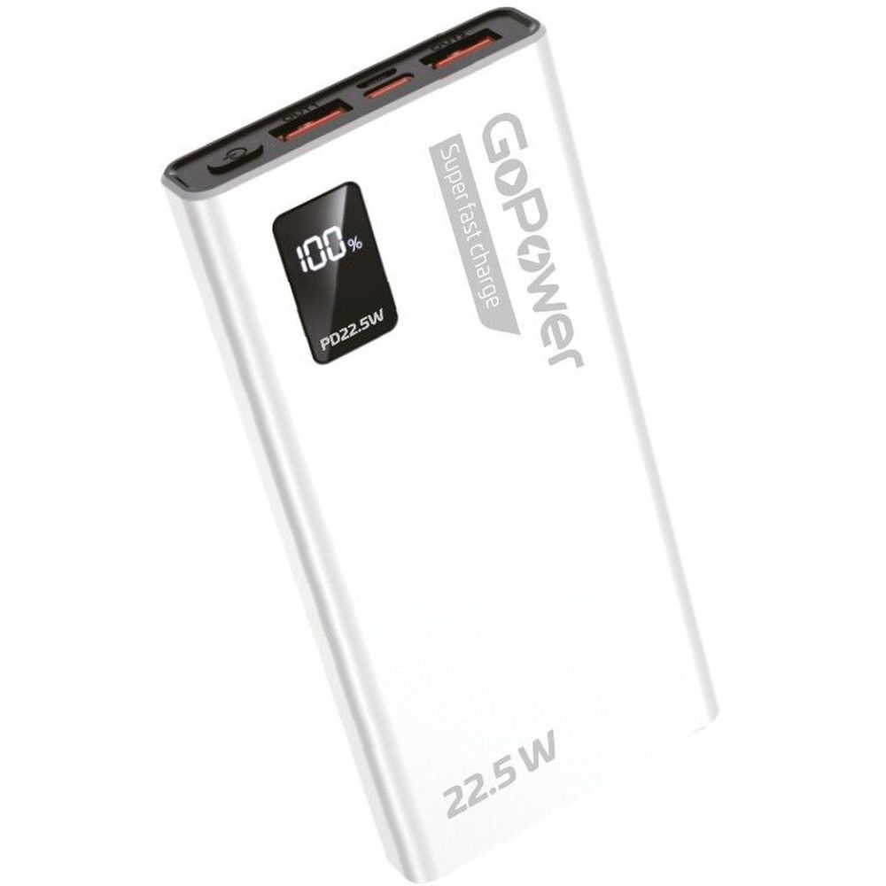 

Портативный аккумулятор (Powerbank) GoPower PB03-10, 10000 мА·ч, 3xUSB, 3А, Type-C, QC, белый (00-00029658), PB03-10