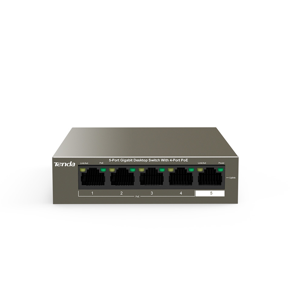 Коммутатор Tenda TEG1105P-4-63W, кол-во портов: 4x1000, кол-во SFP/uplink: RJ-45 1x1 Гбит/с, PoE: 4x30 Вт (макс. 58 Вт) (TEG1105P-4-63W)