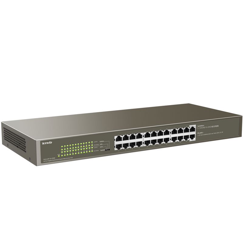 

Коммутатор Tenda TEG1124P-24-250W, кол-во портов: 24x1000, установка в стойку, PoE: 24x30 Вт (макс. 225 Вт) (TEG1124P-24-250W), TEG1124P-24-250W