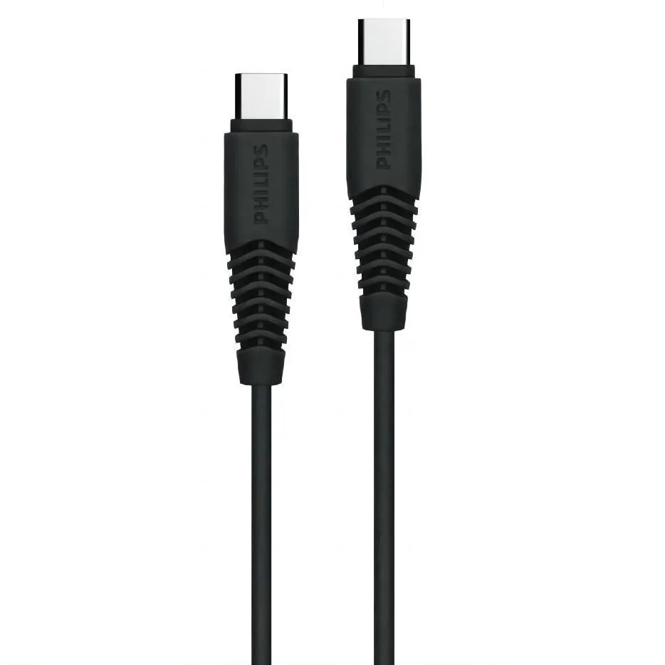 

Кабель USB Type-C-USB Type-C, экранированный, быстрая зарядка, 2А, 25 Вт, 1.2 м, черный, Philips DLC5531, DLC5531