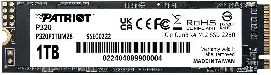

Твердотельный накопитель (SSD) Patriot 1Tb P320, 2280, PCI-E 3.0 x4, NVMe (P320P1TBM28) Retail