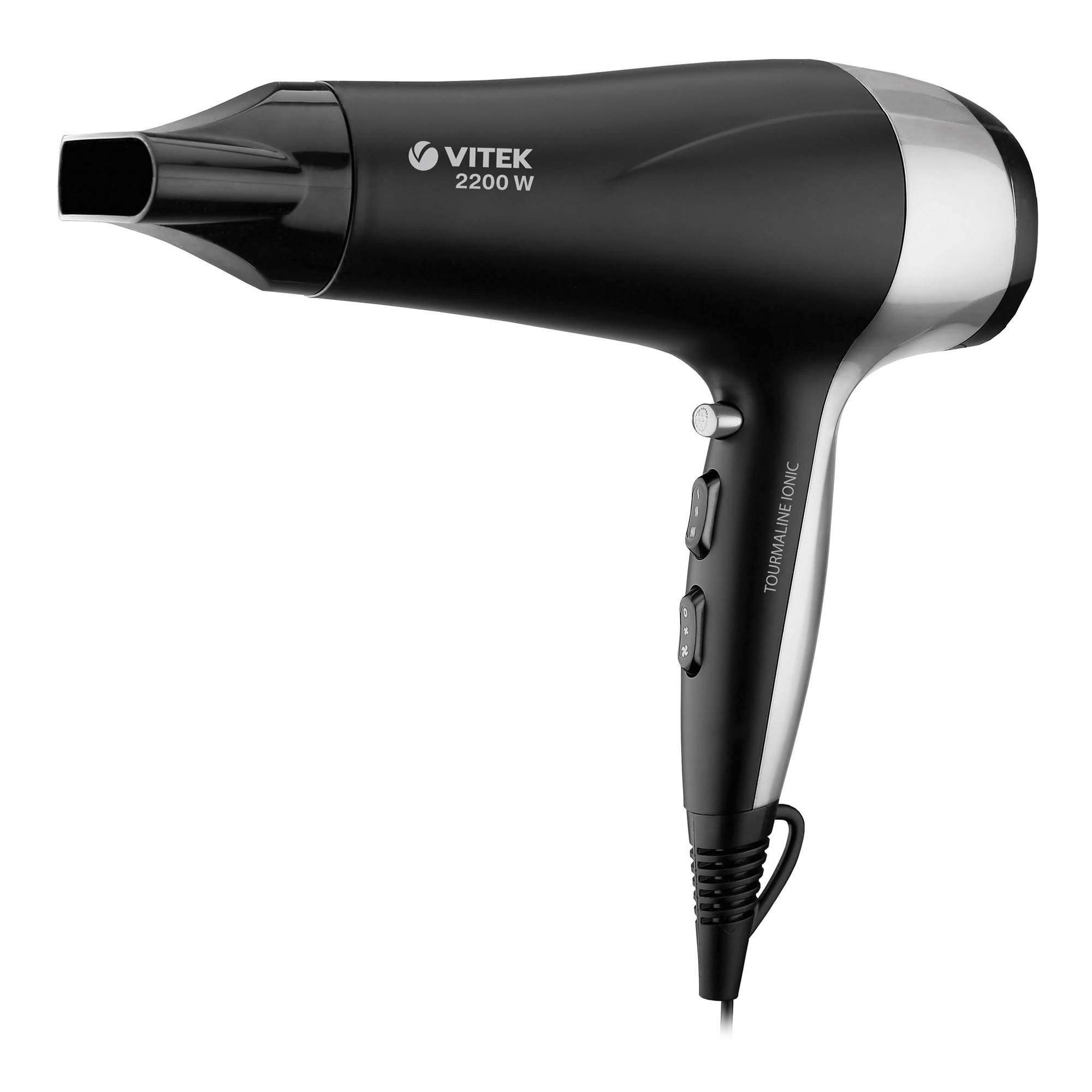 

Фен Vitek VT-1326 2.2 кВт, режимов: 2, насадок: 1, черный/серебристый, VT-1326