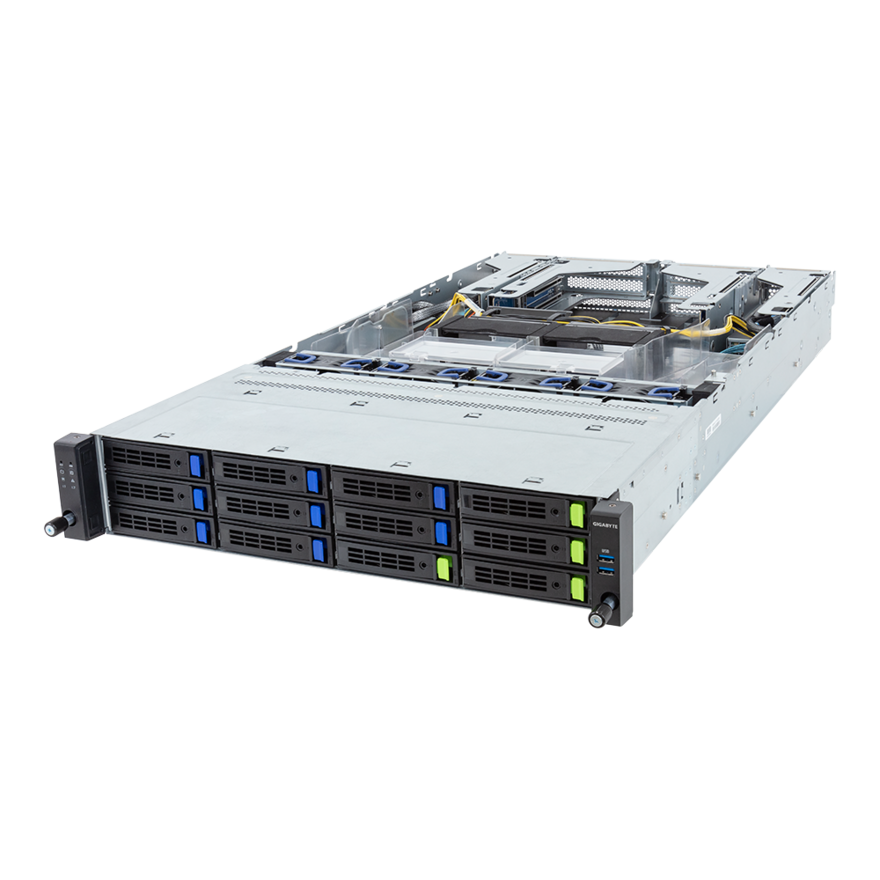 Серверная платформа Gigabyte R283-S93-AAL1, 2xSocket4677, 32xDDR5, 12x2.5/3.5 HDD HS, Redundant 2x2700 Вт 2U (6NR283S93DR000AAL1)
