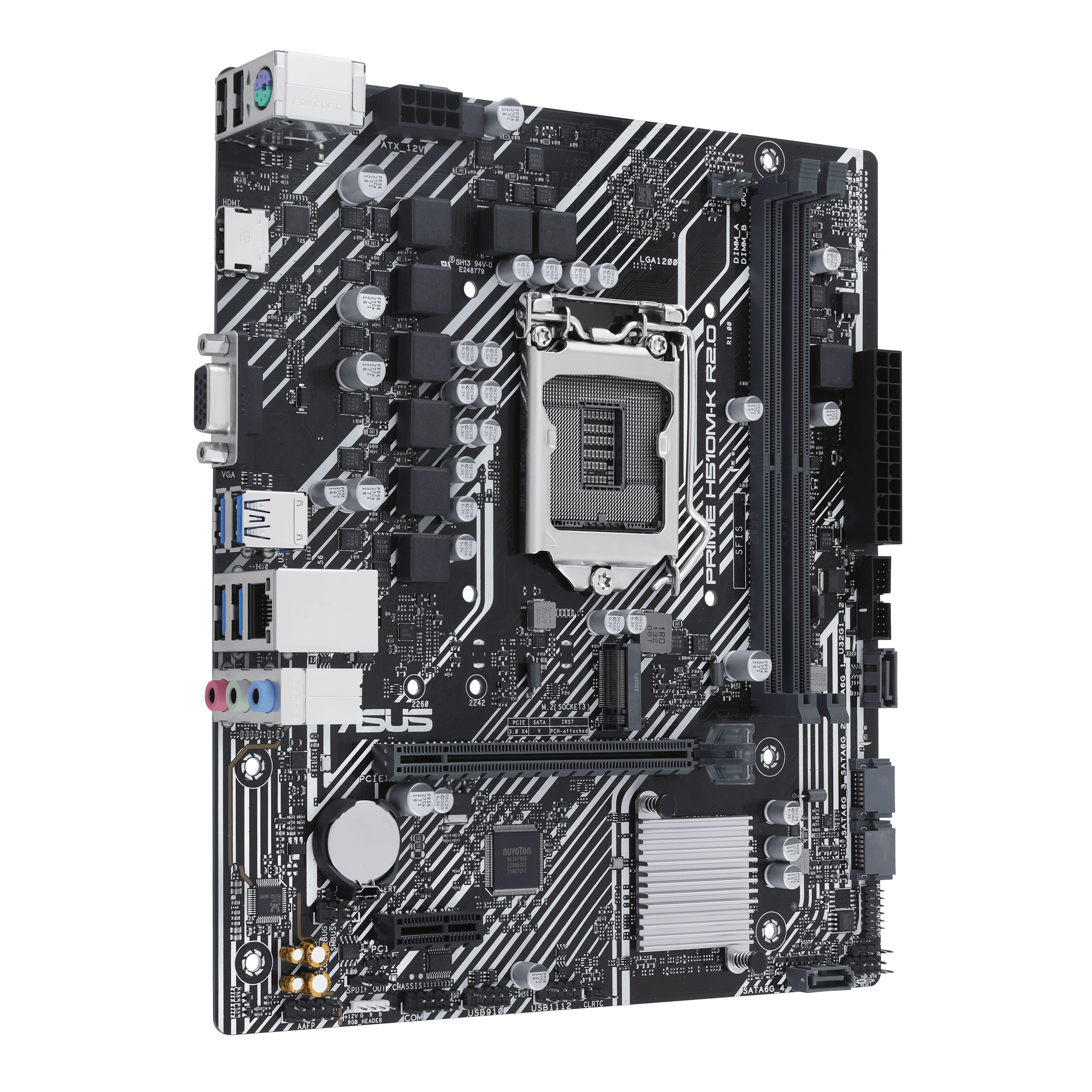 Материнская плата ASUS PRIME H510M-K R2.0, Socket1200, Intel H470, 2xDDR4, PCI-Ex16, 4SATA3, 7.1-ch, GLAN, 6 USB 3.2, VGA, HDMI, mATX, Retail не заводская упаковка, следы монтажа, отсутствует руководство пользователя