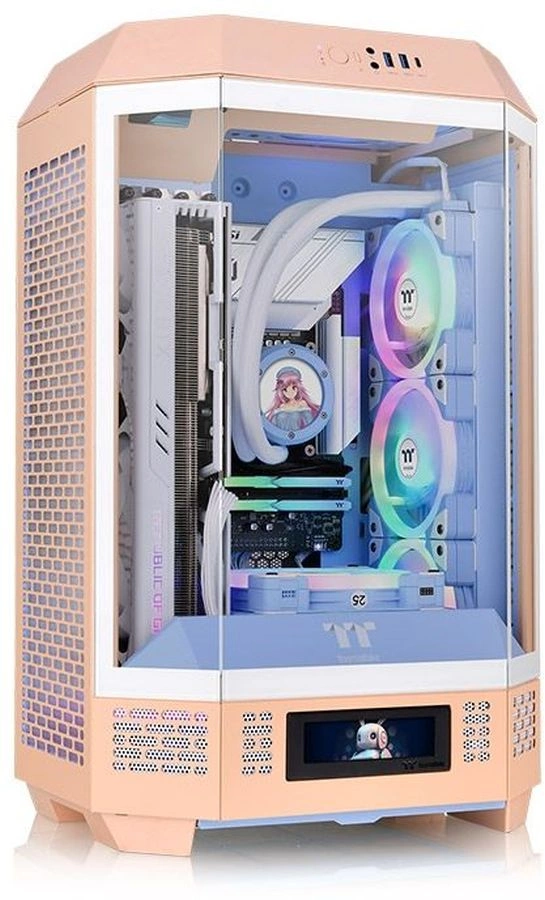 Корпус Thermaltake The Tower 300 Peach Fuzz, mATX, Micro-Tower, 2xUSB 3.0, USB Type-C, персиковый, без БП (CA-1Y4-00SAWN-00/CA-1Y4-00SKWN-00)