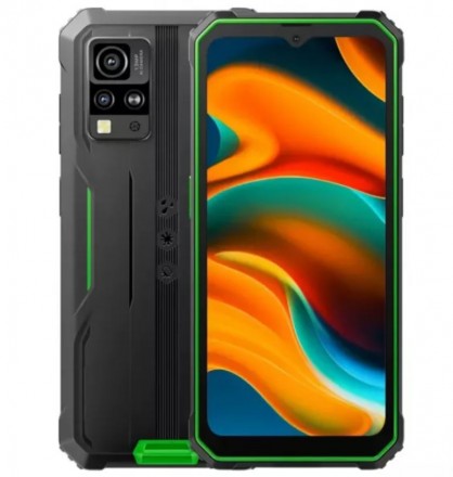 Blackview BV4800 Pro, 6.56' 1612x720 IPS, Unisoc Tiger T606, 4Gb RAM, 128Gb, 3G/4G, NFC, Wi-Fi, BT, 2xCam, 2-Sim, 5180 мА⋅ч, USB Type-C, Android 14, зеленый, ударопрочный корпус