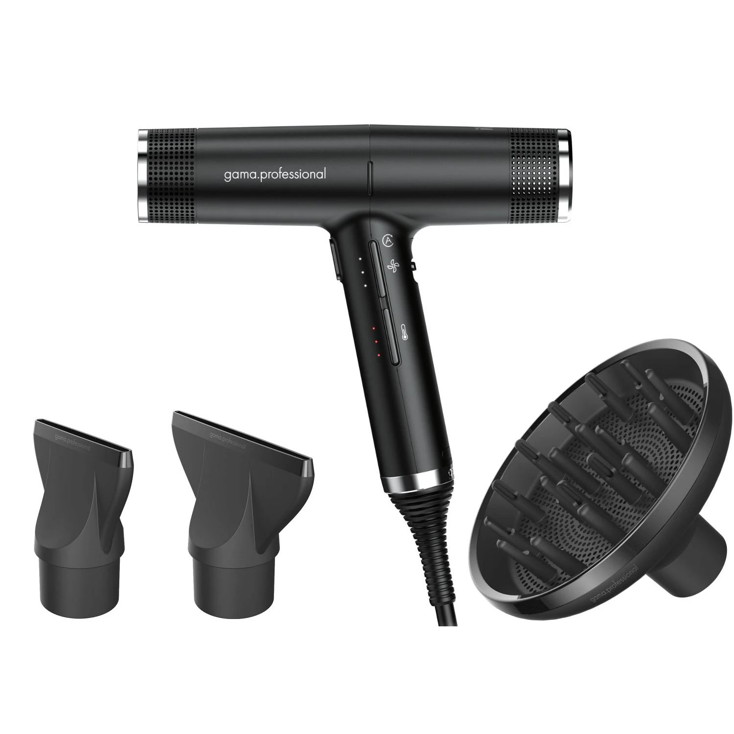 

Фен-щетка Ga.Ma IQ Perfetto Black 2 кВт, режимов: 4, насадок: 2, черный (PH6060.BK), IQ Perfetto Black