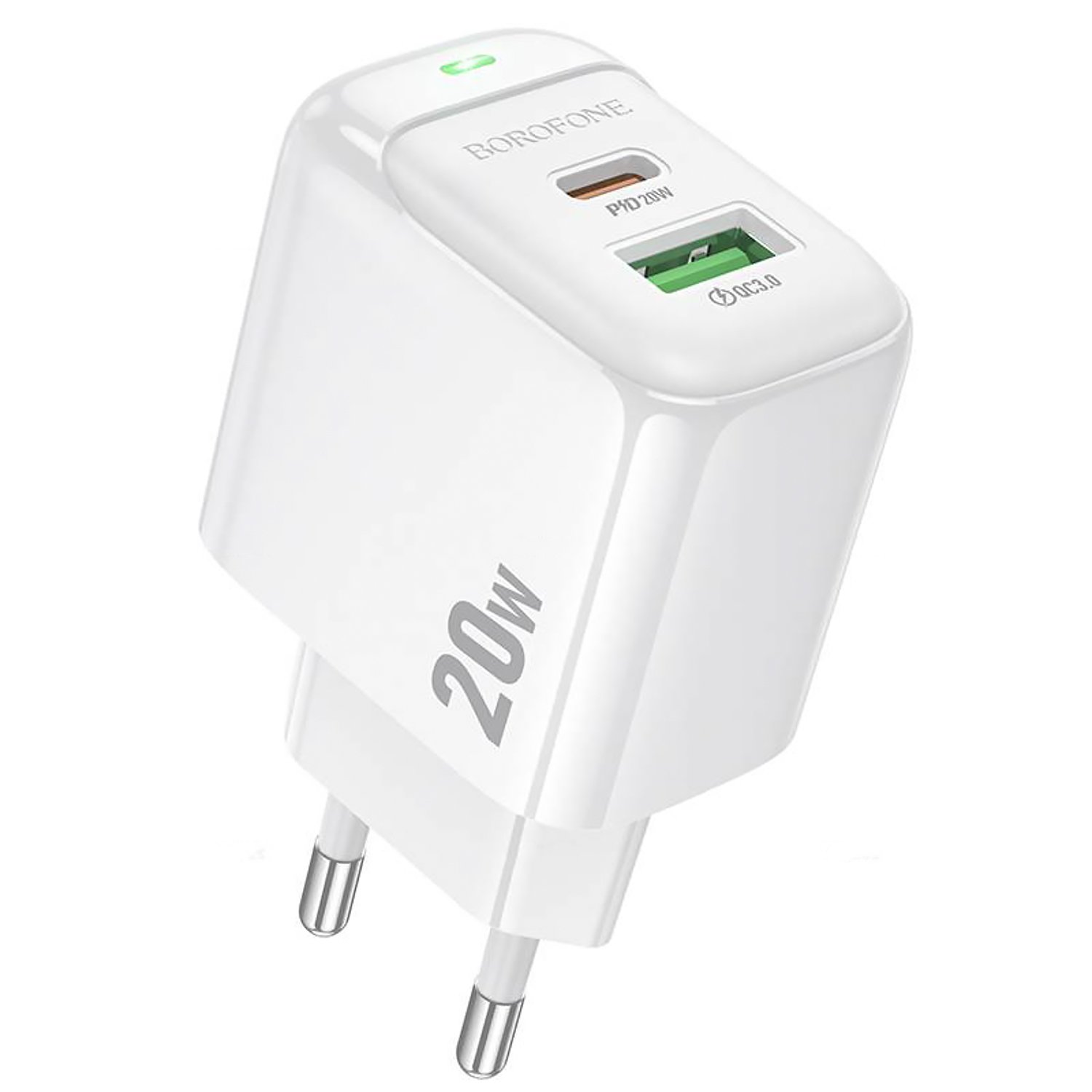 

Сетевое зарядное устройство Borofone Potential BAS44A 20 Вт, USB, EU, USB type-C, Quick Charge, PD, белый (6941991113840), BAS44A