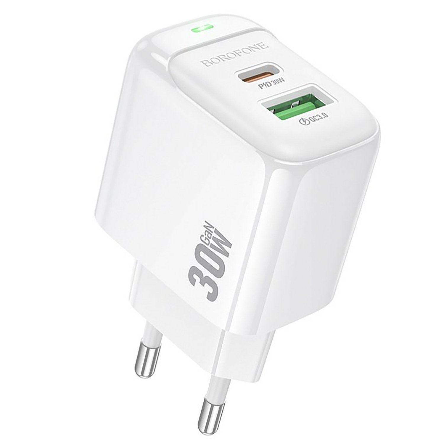 

Сетевое зарядное устройство Borofone Potential BAS45A 30 Вт, USB, EU, USB type-C, Quick Charge, PD, белый (6941991113871), BAS45A