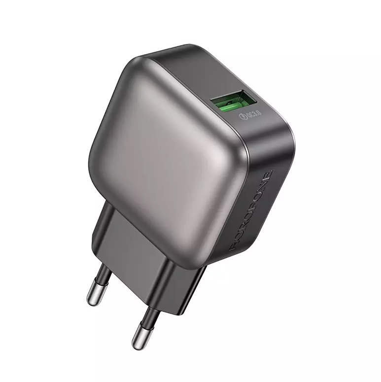 

Сетевое зарядное устройство Borofone Absolute BAS52A 18 Вт, USB, EU, Quick Charge, черный (6941991116155), кабель microUSB/USB Type A, BAS52A